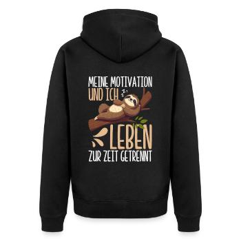 Ma motivation et moi vivons actuellement séparément - Veste à capuche bio Premium Unisexe - noir - Dos - Nico (187cm)