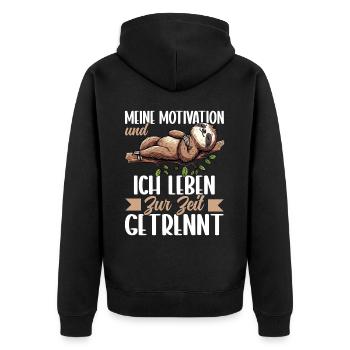 Ma motivation et moi vivons actuellement séparément - Veste à capuche bio Premium Unisexe - noir - Dos - Nico (187cm)