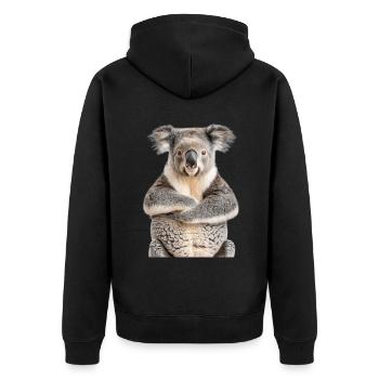 Koala - Unisex Premium Bio Zip Hoodie - Schwarz - Hinten - Nico (187cm)