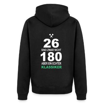 Dart Geschenk Dartboard Dartspieler Bullseye - Unisex Premium Bio Zip Hoodie - Schwarz - Hinten - Nico (187cm)