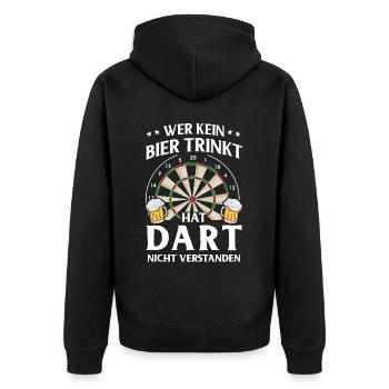 Dart Geschenk Dartboard Dartspieler Bullseye - Unisex Premium Bio Zip Hoodie - Schwarz - Hinten - Nico (187cm)