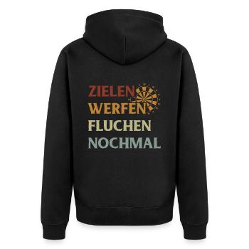 Dart Geschenk Dartboard Dartspieler Bullseye - Unisex Premium Bio Zip Hoodie - Schwarz - Hinten - Nico (187cm)