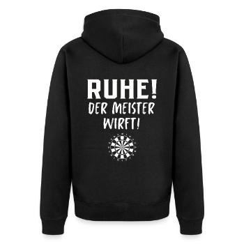 Dart Geschenk Dartboard Dartspieler Bullseye - Unisex Premium Bio Zip Hoodie - Schwarz - Hinten - Nico (187cm)