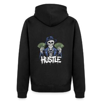 Bousculer dur gagner de l’argent squelette - Veste à capuche bio Premium Unisexe - noir - Dos - Nico (187cm)