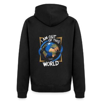 I am out of this world / Alien - Unisex Premium Organic Zip Hoodie - black - Back - Nico (187cm)