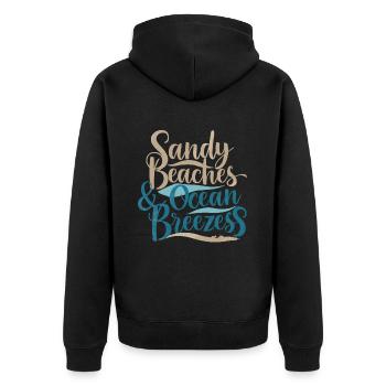 Sandy Beaches Ocean Breezes Vacation für - Unisex Premium Bio Zip Hoodie - Schwarz - Hinten - Nico (187cm)