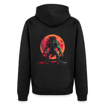 Werewolf Wolf Moon Popart - Unisex Premium Organic Zip Hoodie - black - Back - Nico (187cm)