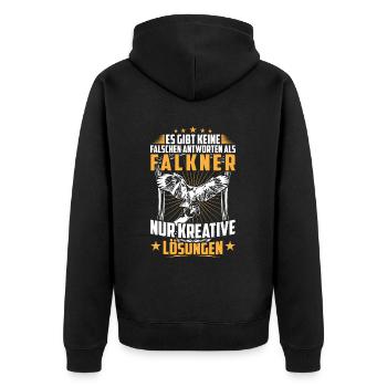 Falkner keine falsche Antwort Beizjagd Falknerei - Unisex Premium Bio Zip Hoodie - Schwarz - Hinten - Nico (187cm)