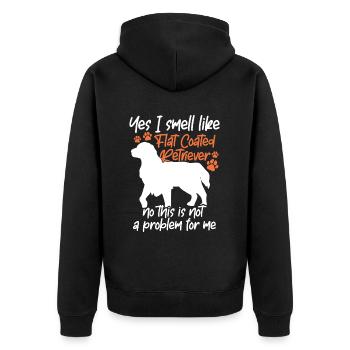 Yes, I smell like Flat Coated Retriever - Unisex Premium Organic Zip Hoodie - black - Back - Nico (187cm)