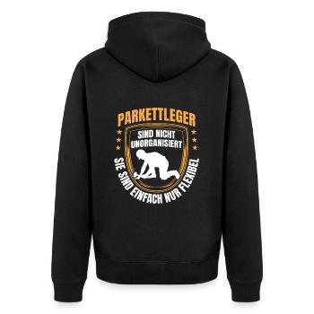 Parkettleger sind flexibel Fliesenleger - Unisex Premium Bio Zip Hoodie - Schwarz - Hinten - Nico (187cm)