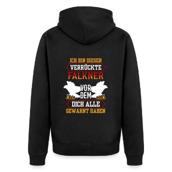 Dieser verrückte Falkner Beizjagd Falknerei - Unisex Premium Bio Zip Hoodie - Schwarz - Hinten - Nico (187cm)