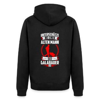 Alter Mann der Galabauer ist Landschaftsbauer - Unisex Premium Bio Zip Hoodie - Schwarz - Hinten - Nico (187cm)