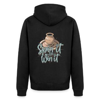 Pottery Pottery Pottery Spin It To Win It - Unisex Premium Organic Zip Hoodie - black - Back - Nico (187cm)