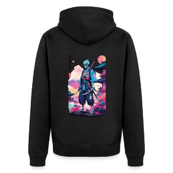 Oni Skeleton Samurai & Vaporwave Design esthétique - Veste à capuche bio Premium Unisexe - noir - Dos - Nico (187cm)