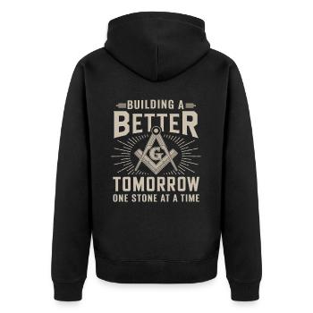 Aufbau Einer Besseren Zukunft Freimaurer - Unisex Premium Bio Zip Hoodie - Schwarz - Hinten - Nico (187cm)