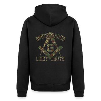 Bruderschaft Licht Wahrheit Freimaurer Freimaurer - Unisex Premium Bio Zip Hoodie - Schwarz - Hinten - Nico (187cm)