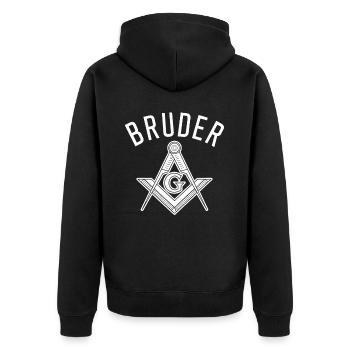 Freimaurer Bruder - Unisex Premium Bio Zip Hoodie - Schwarz - Hinten - Nico (187cm)