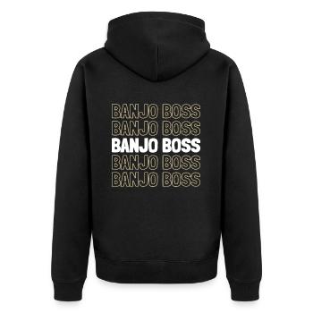 Banjo - Unisex Premium Organic Zip Hoodie - black - Back - Nico (187cm)