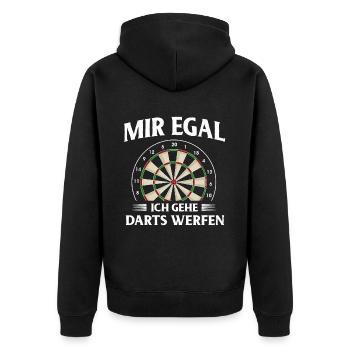 Dart Geschenk Dartboard Dartspieler Bullseye - Unisex Premium Bio Zip Hoodie - Schwarz - Hinten - Nico (187cm)