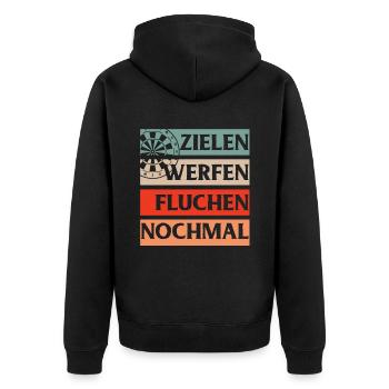 Dart Gift Dartboard Darts Player Bullseye - Unisex Premium Organic Zip Hoodie - black - Back - Nico (187cm)