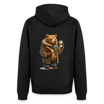 Tragen - Unisex Premium Bio Zip Hoodie - Schwarz - Hinten - Nico (187cm)