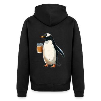 Penguin - Unisex Premium Organic Zip Hoodie - black - Back - Nico (187cm)