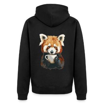 Roter Panda - Unisex Premium Bio Zip Hoodie - Schwarz - Hinten - Nico (187cm)