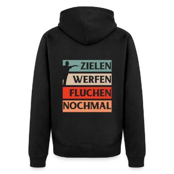 Dart Gift Dartboard Darts Player Bullseye - Unisex Premium Organic Zip Hoodie - black - Back - Nico (187cm)