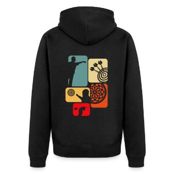 Dart Gift Dartboard Darts Player Bullseye - Unisex Premium Organic Zip Hoodie - black - Back - Nico (187cm)