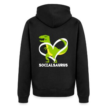 Socialsaurus Dinosaur Heart - Unisex Premium Organic Zip Hoodie - black - Back - Nico (187cm)