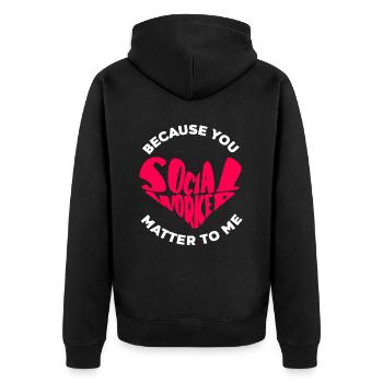 Parce que je me soucie de toi Travailleur social - Veste à capuche bio Premium Unisexe - noir - Dos - Nico (187cm)