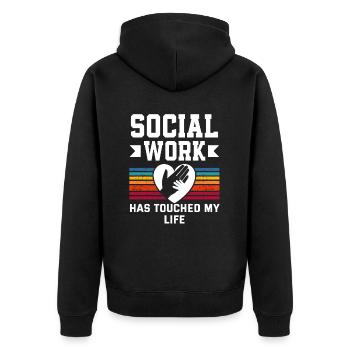 Le travail social a touché ma vie - Veste à capuche bio Premium Unisexe - noir - Dos - Nico (187cm)