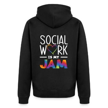 Le travail social, c’est mon truc - Veste à capuche bio Premium Unisexe - noir - Dos - Nico (187cm)