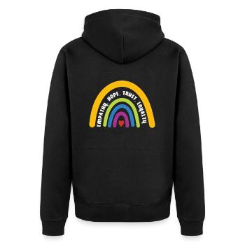 Empathy Hope Trust Loyalty Rainbow - Unisex Premium Organic Zip Hoodie - black - Back - Nico (187cm)