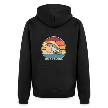 Goldwaschen Schürfen Seife Bergbau Bergmann Gold - Unisex Premium Bio Zip Hoodie - Schwarz - Hinten - Nico (187cm)