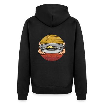 Retro Prospektion Bergmann Seifenbau Goldwaschen - Unisex Premium Bio Zip Hoodie - Schwarz - Hinten - Nico (187cm)