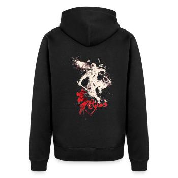 Arnis Eskrima Kali Fma - Unisex Premium Bio Zip Hoodie - Schwarz - Hinten - Nico (187cm)