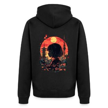 Anime Mädchen Japan - Unisex Premium Bio Zip Hoodie - Schwarz - Hinten - Nico (187cm)