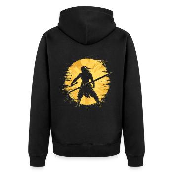 Arnis Eskrima Kali Fma - Unisex Premium Bio Zip Hoodie - Schwarz - Hinten - Nico (187cm)