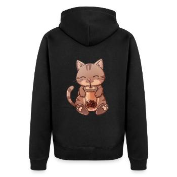Bubble Tea Boba BubbleTea Kawaii Japan Tea Kpop - Unisex Premium Organic Zip Hoodie - black - Back - Nico (187cm)