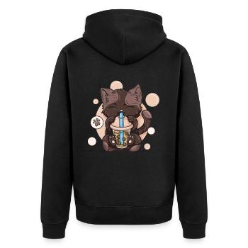 Bubble Tea Boba BubbleTea Kawaii Japan Tea Kpop - Unisex Premium Organic Zip Hoodie - black - Back - Nico (187cm)