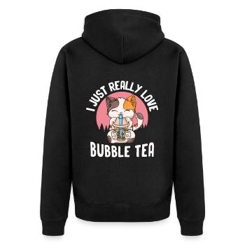 Bubble Tea Boba BubbleTea Kawaii Japan Tea Kpop - Unisex Premium Organic Zip Hoodie - black - Back - Nico (187cm)