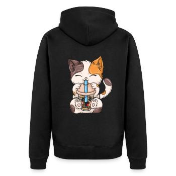 Bubble Tea Boba BubbleTea Kawaii Japan Tea Kpop - Unisex Premium Organic Zip Hoodie - black - Back - Nico (187cm)