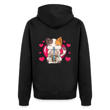 Bubble Tea Boba BubbleTea Kawaii Japan Tea Kpop - Unisex Premium Bio Zip Hoodie - Schwarz - Hinten - Nico (187cm)