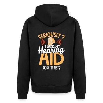 Sensibilisation à la fierté des sourds Langue des signes ASL - Veste à capuche bio Premium Unisexe - noir - Dos - Nico (187cm)