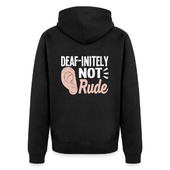 Deaf Pride ASL Gebärdensprache - Unisex Premium Bio Zip Hoodie - Schwarz - Hinten - Nico (187cm)