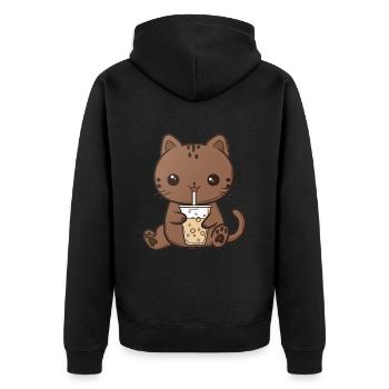 Bubble Tea Boba BubbleTea Kawaii Japan Tea Kpop - Unisex Premium Organic Zip Hoodie - black - Back - Nico (187cm)