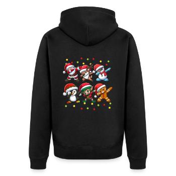 Dabbing Santa Elf Christmas Squad Boys Girls - Unisex Premium Bio Zip Hoodie - Schwarz - Hinten - Nico (187cm)