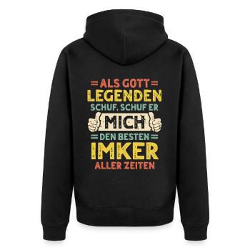 Beekeeper - Unisex Premium Organic Zip Hoodie - black - Back - Nico (187cm)