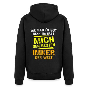 Beekeeper Gift - Unisex Premium Organic Zip Hoodie - black - Back - Nico (187cm)